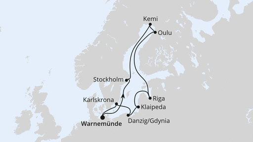 Routenverlauf Schärengärten der Ostsee ab Warnemünde
